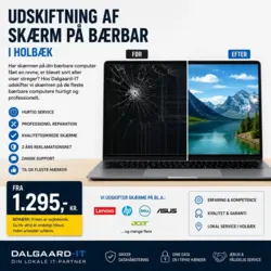 Skærmskift bærbar Holbæk – Professionel udskiftning af laptop skærm hos Dalgaard-IT