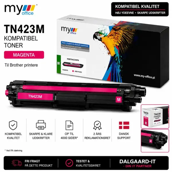 TN423M kompatibel magenta toner til Brother printere