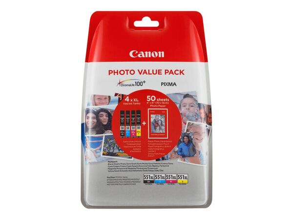 Canon CLI-551XL C/M/Y/BK Photo multipakke