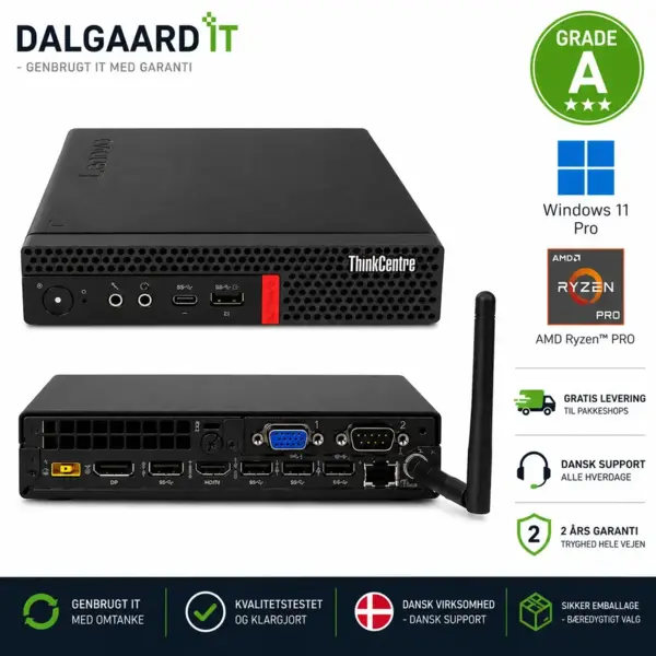 Lenovo ThinkCentre M75q Ryzen 3 PRO 3200GE 8GB RAM 256GB NVMe SSD Refurbished Grade A