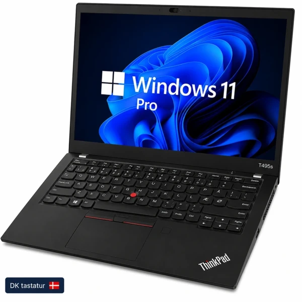 Lenovo ThinkPad T495s med Windows 11 Pro og dansk tastatur