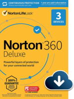 Norton 360 Deluxe 1 år  3 enheder sendes digitalt