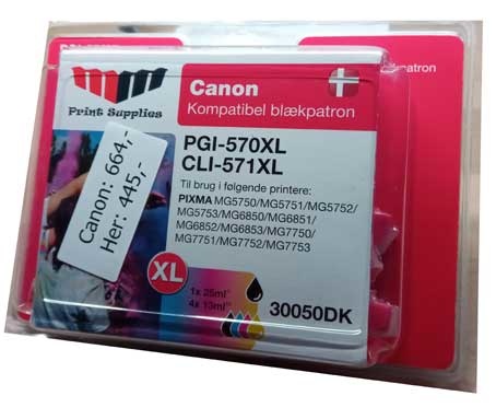 Billede af Canon 571XL multipakke blækpatroner 5 stk. 0332C005 kompatibel