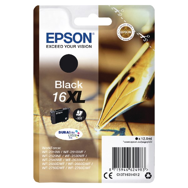 Billede af EPSON 16XL blækpatron cartridge black high capacity C13T16314012 hos Dalgaard-IT