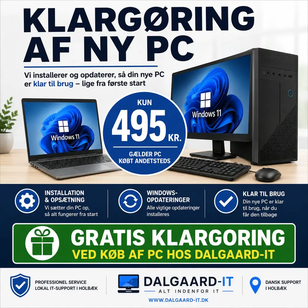 Klargøring af ny PC Klar til brug