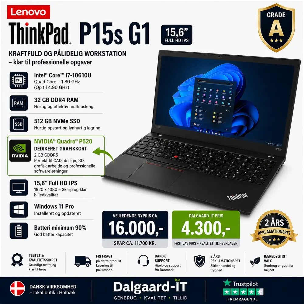 Lenovo ThinkPad P15s G1 15,6" i7 32GB 512GB Quadro P520
